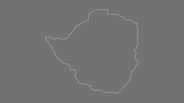 Zimbabwe haritası - çizgi film. Sınır. Gri Tonlama.