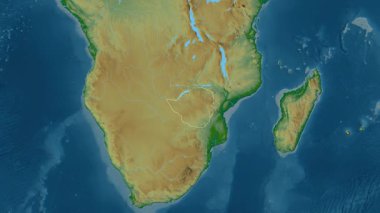 Zimbabwe haritası - özüt. Sınır. Fiziksel.