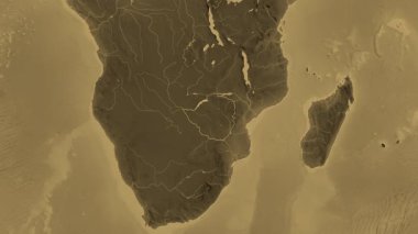 Zimbabwe haritası - özüt. Sınır. Sepya.