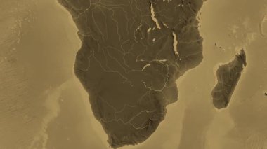 Zimbabwe haritası - süzül. Sınır. Sepya.