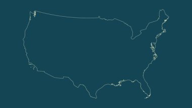 Birleşik Devletler haritası - çizgi film. Bölgeler. Uydu.