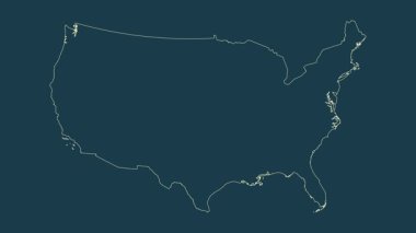 Birleşik Devletler haritası - çizgi film. Bölgeler. Fiziksel.