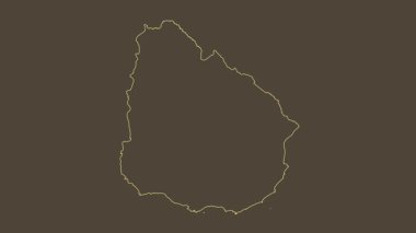 Uruguay haritası - çizgi film. Bölgeler. Sepya.