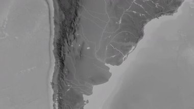 Uruguay haritası - süzül. Bölgeler. Gri Tonlama.