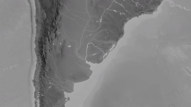 Uruguay haritası - yakınlaştır. Bölgeler. Gri Tonlama.