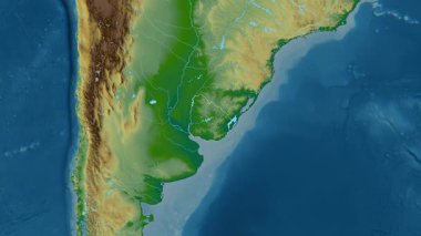 Uruguay haritası - yakınlaştır. Bölgeler. Fiziksel.