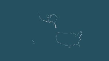 Alaska ve Hawaii haritasıyla Amerika Birleşik Devletleri - sağlam. Bölgeler. Şablon. Etiketler