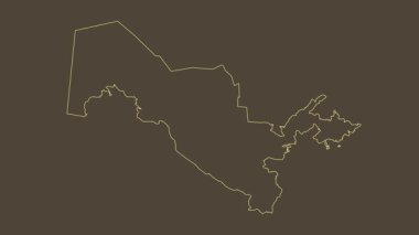 Özbekistan haritası - çizgi film. Bölgeler. Sepya.