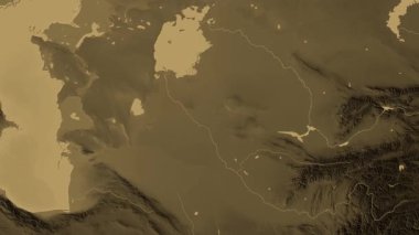 Özbekistan haritası - sür. Bölgeler. Sepya.