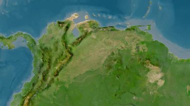 Venezuela haritası - sür. Bölgeler. Uydu.