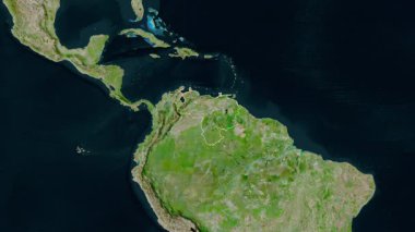 Venezuela haritası - özüt. Bölgeler. Uydu.