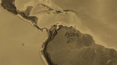 Venezuela haritası - süzül. Bölgeler. Sepya.