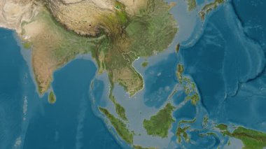 Vietnam haritası - yakınlaştır. Bölgeler. Uydu.