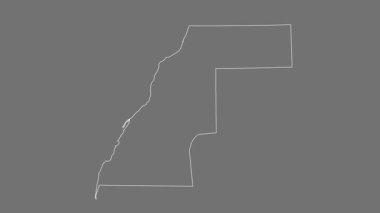 Batı Sahra haritası - çizgi film. Bölgeler. Gri Tonlama.