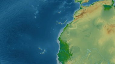 Batı Sahra haritası - süzül. Bölgeler. Fiziksel.