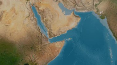 Yemen haritası - yakınlaştır. Bölgeler. Uydu.