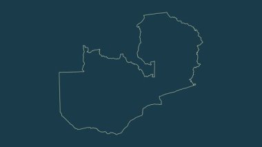 Zambiya haritası - çizgi film. Bölgeler. Fiziksel.