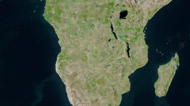 Zambiya haritası - süzül. Bölgeler. Uydu.