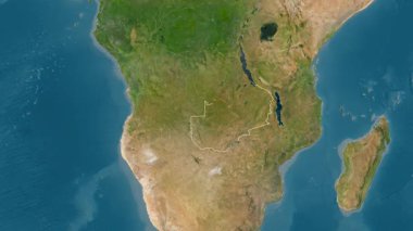 Zambiya haritası - süzül. Bölgeler. Uydu.