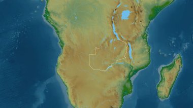 Zambiya haritası - süzül. Bölgeler. Fiziksel.