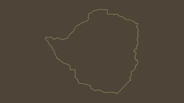 Zimbabwe haritası - çizgi film. Bölgeler. Sepya.