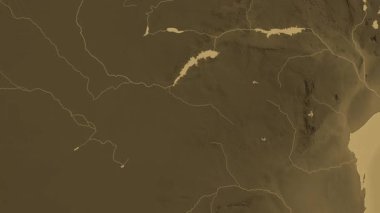 Zimbabwe haritası - sür. Bölgeler. Sepya.