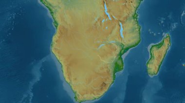 Zimbabwe haritası - süzül. Bölgeler. Fiziksel.