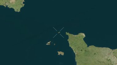Alderney - Guernsey yakın çekim - uydu.