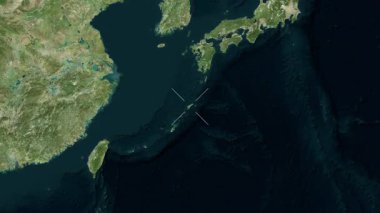 Amami Adası - Japonya yakın çekim - uydu.