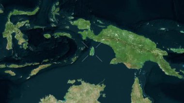 Aru Adaları - Endonezya yakın çekim - uydu.