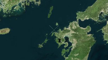 Azuchi Oshima Adası - Japonya yakın çekim - uydu. Önizleme. Parıltı.