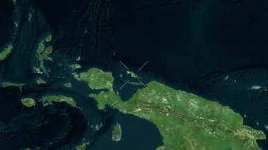 Biak Adası - Endonezya yakın çekim - uydu. Önizleme. Parıltı.