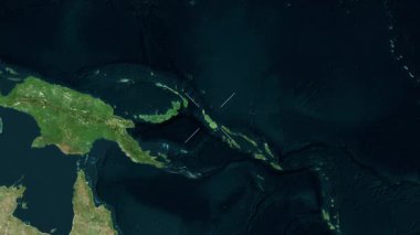 Bougainville Adası - Papua Yeni Gine yakın çekim uydusu. Parıltı.