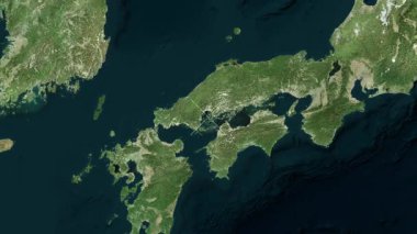 Edajima Adası - Japonya yakın çekim - uydu.