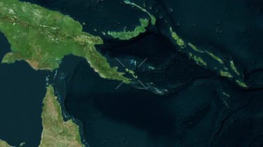 D 'Entrecasteaux Adaları - Papua Yeni Gine yakın çekim uydusu. Parıltı.