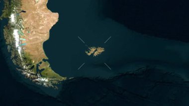Falkland Adaları 'na yakın uydu görüntüleri. Önizleme. Parıltı.