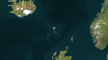 Faroe Adaları 'na yakın uydu görüntüleri. Önizleme.