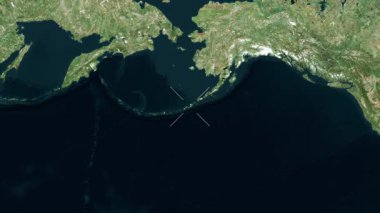 Fox Adaları - Amerika Birleşik Devletleri yakın çekim - uydu.