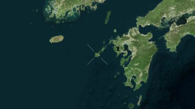 Fukue Adası - Japonya yakın çekim - uydu. Parıltı.