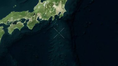 Hachijo Adası - Japonya yakın çekim - uydu.