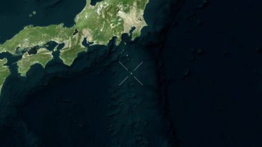 Hachijo Adası - Japonya yakın çekim uydusu. Önizleme. Parıltı.