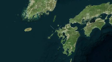 Hirado Adası - Japonya yakın çekim - uydu. Parıltı.