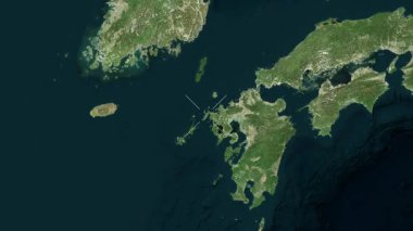 Hirado Adası - Japonya yakın çekim - uydu. Önizleme. Parıltı.