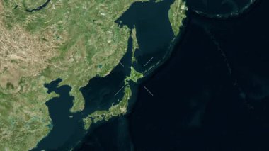 Hokkaido Adası - Japonya yakın çekim - uydu. Önizleme.