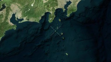 Kozu-shima Adası - Japonya yakın çekim - uydu. Önizleme.