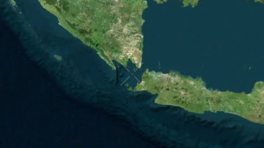 Krakatau Adası - Endonezya yakın çekim - uydu. Parıltı.