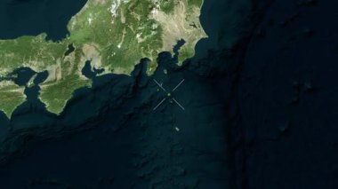 Miyake Adası - Japonya yakın çekim - uydu.