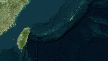 Miyako Adası - Japonya yakın çekim - uydu. Önizleme.