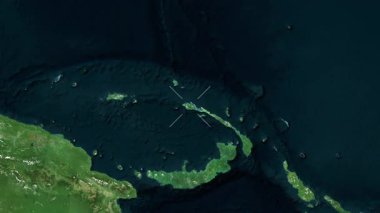 Yeni Hanover Adası Papua Yeni Gine yakın çekim uydusu. Önizleme. Parıltı.