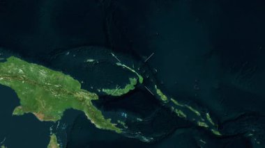 Yeni İrlanda Adası - Papua Yeni Gine yakın çekim - uydu. Parıltı.